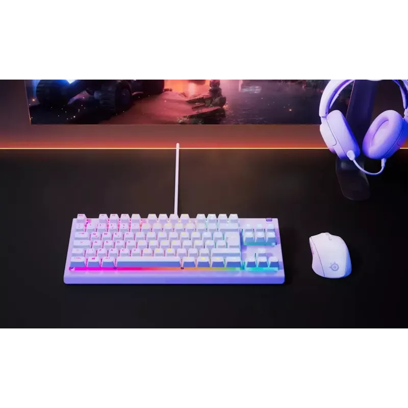 Mehāniskā stila TKL spēļu tastatūra STEELSERIES Apex 3 TKL US RGB fona apgaismojums, bez ciparu bloka, ASV izkārtojums