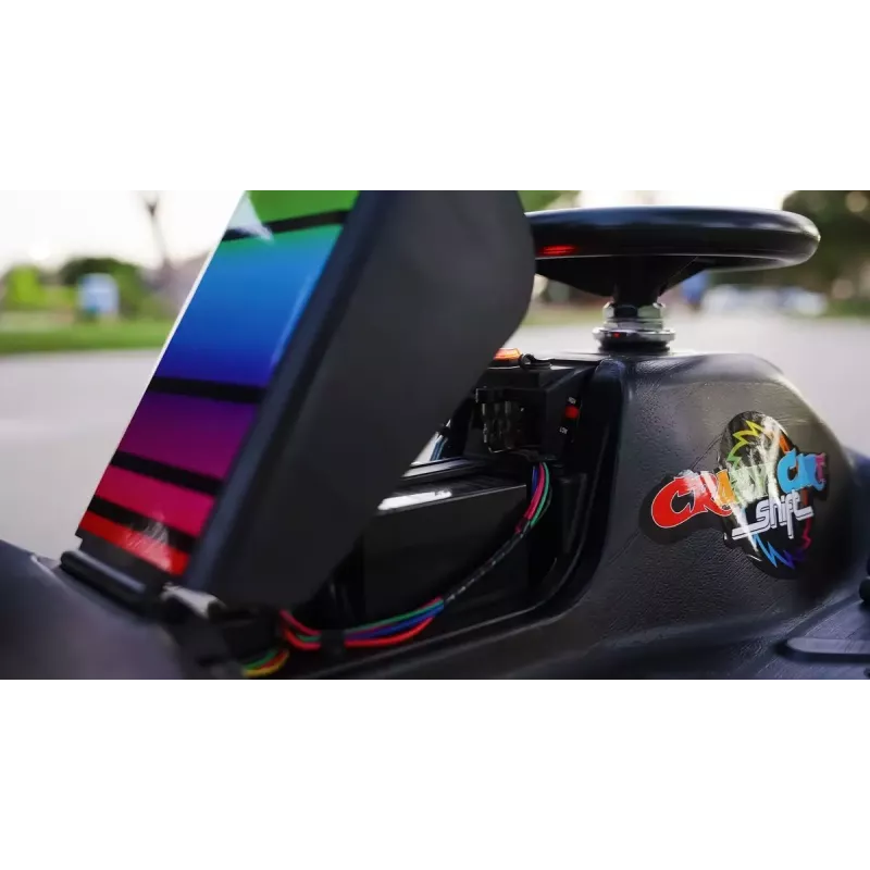 Elektriskais drift karts Razor CRAZY CART Shift Lightshow — uzlādējams litija akumulators, LED gaismas šovs, 13 km/h, 40 min