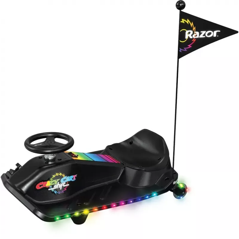 Elektriskais drift karts Razor CRAZY CART Shift Lightshow — uzlādējams litija akumulators, LED gaismas šovs, 13 km/h, 40 min