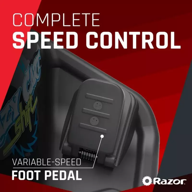 Elektriskais drift karts Razor CRAZY CART Shift Lightshow — uzlādējams litija akumulators, LED gaismas šovs, 13 km/h, 40 min
