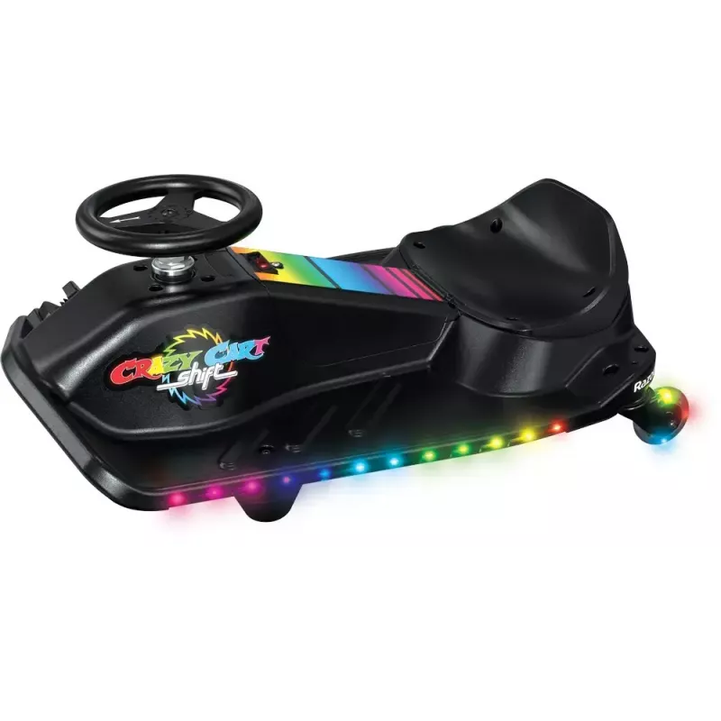 Elektriskais drift karts Razor CRAZY CART Shift Lightshow — uzlādējams litija akumulators, LED gaismas šovs, 13 km/h, 40 min