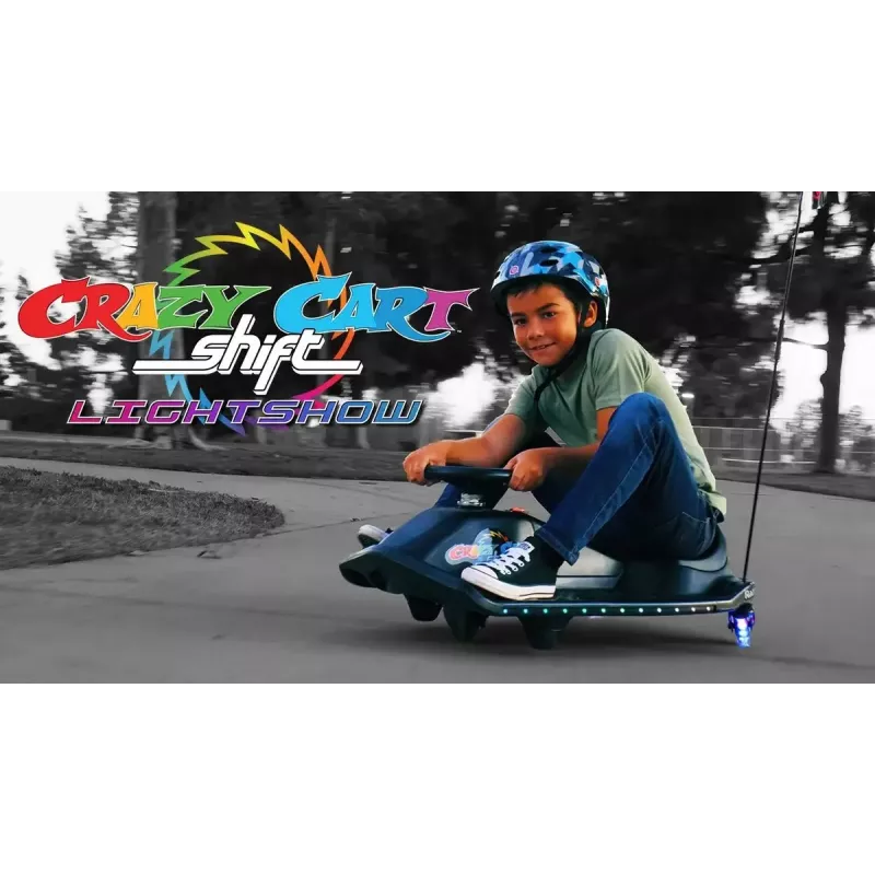 Elektriskais drift karts Razor CRAZY CART Shift Lightshow — uzlādējams litija akumulators, LED gaismas šovs, 13 km/h, 40 min