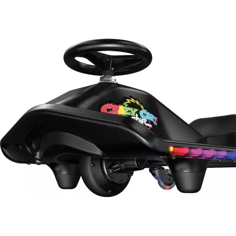 Elektriskais drift karts Razor CRAZY CART Shift Lightshow — uzlādējams litija akumulators, LED gaismas šovs, 13 km/h, 40 min