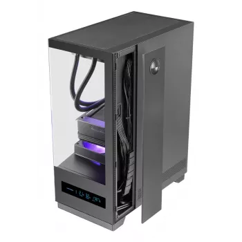 PC korpuss TACENS MARS MC-PULSAR LCD ATX Midi Tower, rūdīts stikls, priekšējais LCD, USB-C, atbalsta GPU 33,2 cm