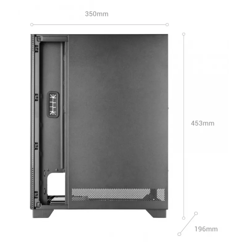 PC korpuss TACENS MARS MC-PULSAR LCD ATX Midi Tower, rūdīts stikls, priekšējais LCD, USB-C, atbalsta GPU 33,2 cm