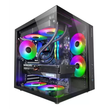 PC Case TACENS Mars Gaming MCV-ONE Midi Tower — Melns, ATX/Micro-ATX/Mini-ITX, tempered glass, supports 120 mm fans