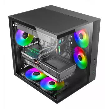 PC Case TACENS Mars Gaming MCV-ONE Midi Tower — Melns, ATX/Micro-ATX/Mini-ITX, tempered glass, supports 120 mm fans