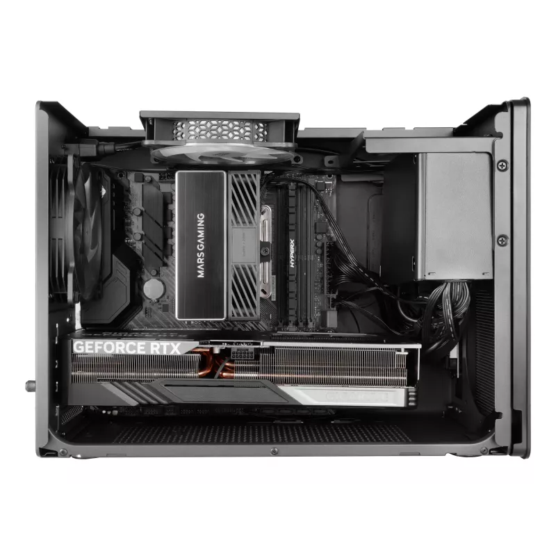 PC Mini Tower korpuss TACENS Mars Gaming MC-XPRO — Mini-ITX/Micro-ATX, SFX barošanas bloka atbalsts, siets, melns, 120 mm ventilatori