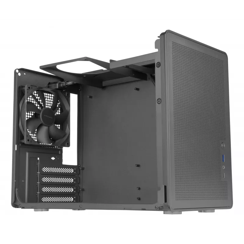 PC Mini Tower korpuss TACENS Mars Gaming MC-XPRO — Mini-ITX/Micro-ATX, SFX barošanas bloka atbalsts, siets, melns, 120 mm ventilatori