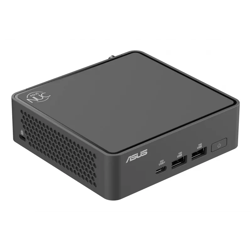 Mini PC komplekts ASUS NUC 15 Pro Melns — Intel Core Ultra 5, DDR5 līdz 96 GB, M.2 SSD, Wi‑Fi 7, Bluetooth 5.4, 1x RJ‑45, 120W barošanas bloks