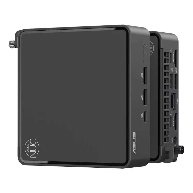 Mini PC komplekts ASUS NUC 15 Pro Melns — Intel Core Ultra 5, DDR5 līdz 96 GB, M.2 SSD, Wi‑Fi 7, Bluetooth 5.4, 1x RJ‑45, 120W barošanas bloks