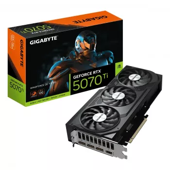 Grafikas karte GIGABYTE GeForce RTX 5070 Ti WINDFORCE OC V2 — 16 GB GDDR7, 256 bitu, PCIe 5.0, 2497 MHz, 3x DP, HDMI