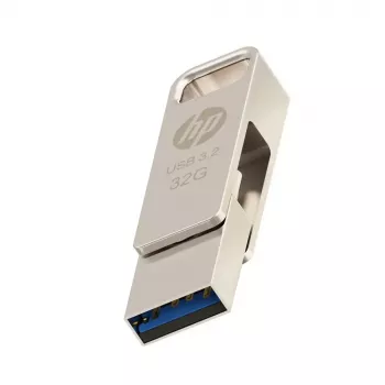 USB zibatmiņa HP x206C 32 GB, USB Type-A/Type-C, USB 3.2 Gen 1, grozāma, sudraba