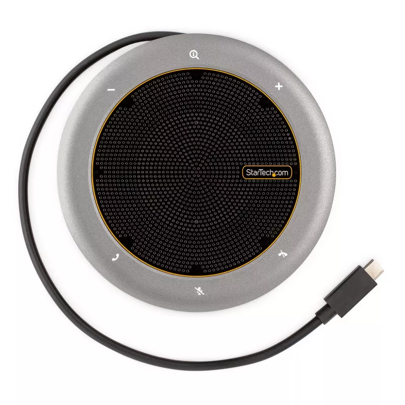 StarTech.com USB-C skaļruņa dokstacija, mini pārnēsājams konferences skaļrunis un audio doks, USB-C uz VGA/4K HDMI, 2x USB-A centrmezgls, mikrofons/skaļrunis, Teams/Zoom/softphone skaļrunis