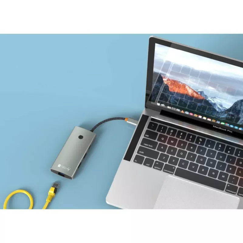 Techly IUSB32C-HUB6HPDI saskarnes centrmezgls USB 3.2 Gen 1 (3.1 Gen 1) Type-C 5000 Mbit/s Alumīnijs