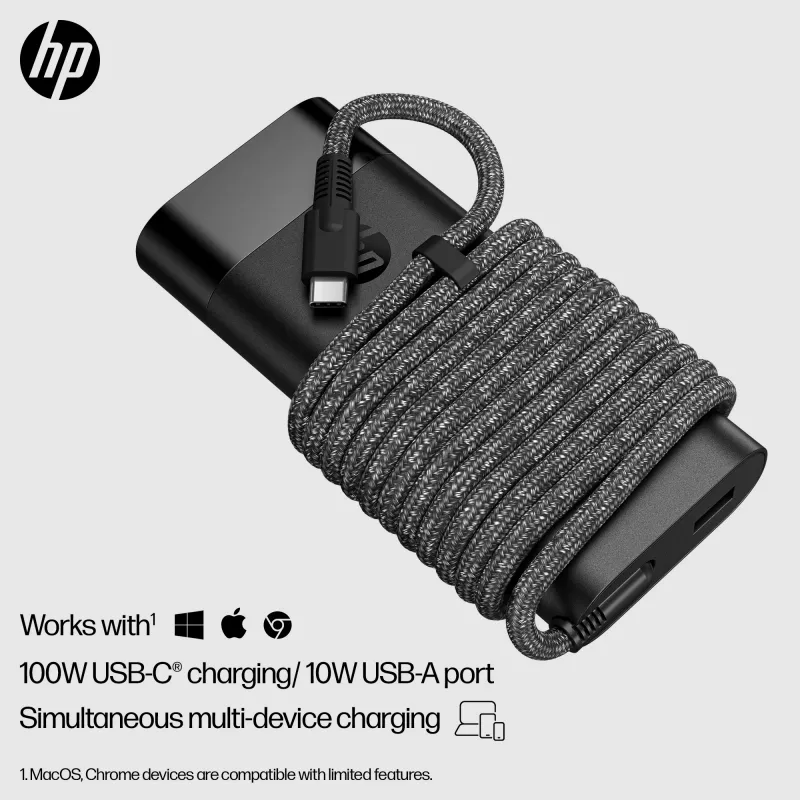 HP 110W USB-C klēpjdatora lādētājs, klēpjdatoram, iekštelpām, 43 - 63 Hz, 110 W, 5V/9V/12V/15V/20V, 1,6 A