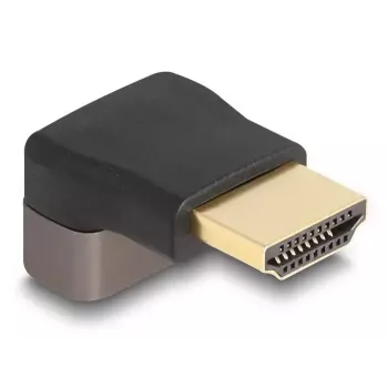 DeLOCK HDMI adapteris, vīrišķais pret sievišķo, 90° uz augšu leņķī, 8K 60 Hz, pelēks metāls