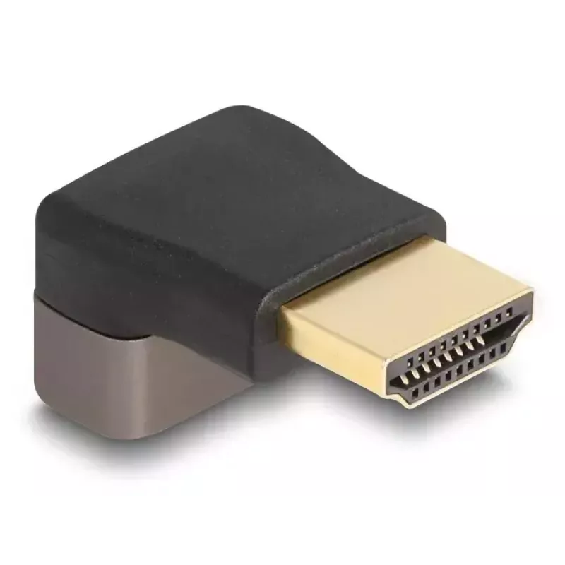 DeLOCK HDMI adapteris, vīrišķais pret sievišķo, 90° uz augšu leņķī, 8K 60 Hz, pelēks metāls