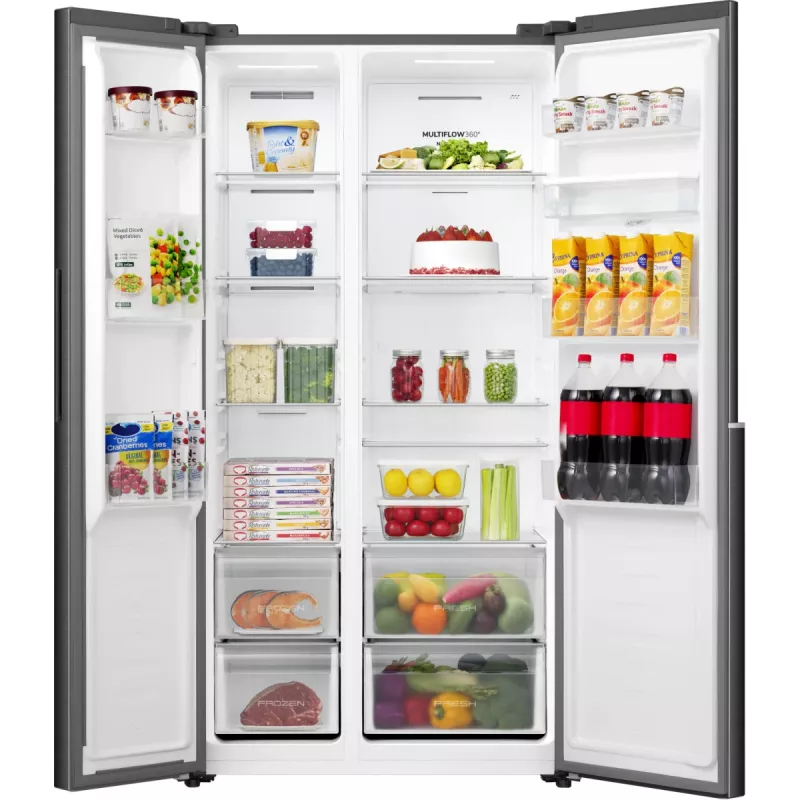 Gorenje Side by Side ledusskapis NRS917E41BXWD, brīvi stāvošs, amerikāņu durvis, melns, 2 durvis, skārienjutīgs, LED