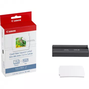 Canon KC-18IS krāsu tintes + 54 x 86 mm uzlīmju papīra komplekts, 18 lapas