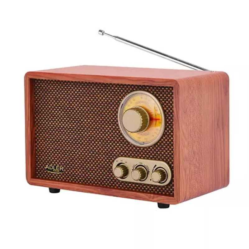 Pārnēsājams radio Adler AD 1171 — AM/FM, 10 W RMS, Bluetooth, ārējā antena, bronzas, 290×200×172 mm