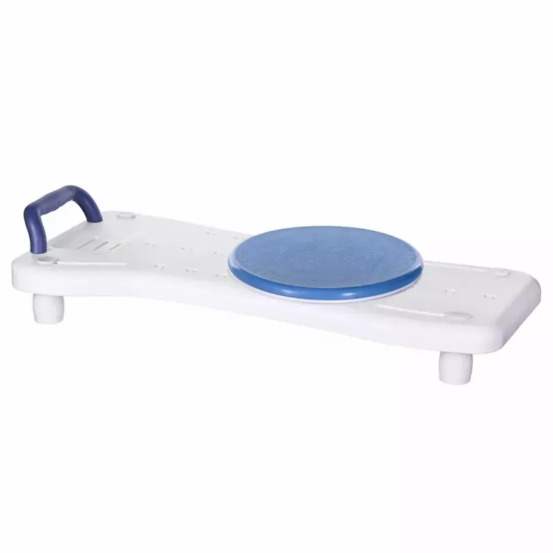 Vannas soliņš ActionMed LW400AM 2-in-1 ar grozāmu pārvietošanās disku, balts, mitrumizturīgs, ergonomisks sēdeklis, pakaramā atvere