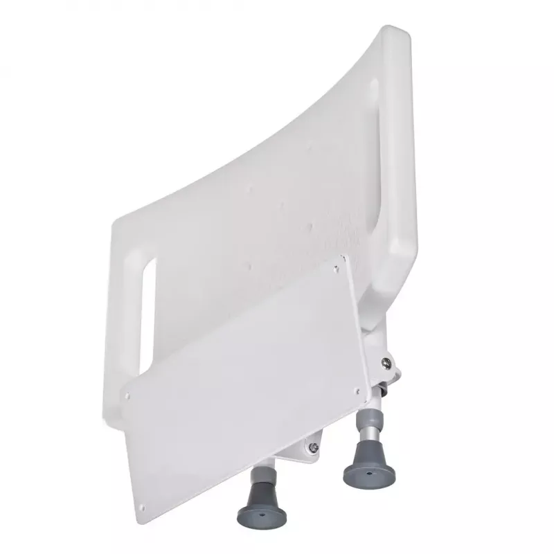 Pie sienas stiprināms salokāms dušas krēsls ActionMed KP600AM — balts, ergonomisks sēdeklis, regulējamas neslīdošas kājiņas, 3 kg