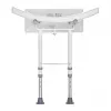 Pie sienas stiprināms salokāms dušas krēsls ActionMed KP600AM — balts, ergonomisks sēdeklis, regulējamas neslīdošas kājiņas, 3 kg