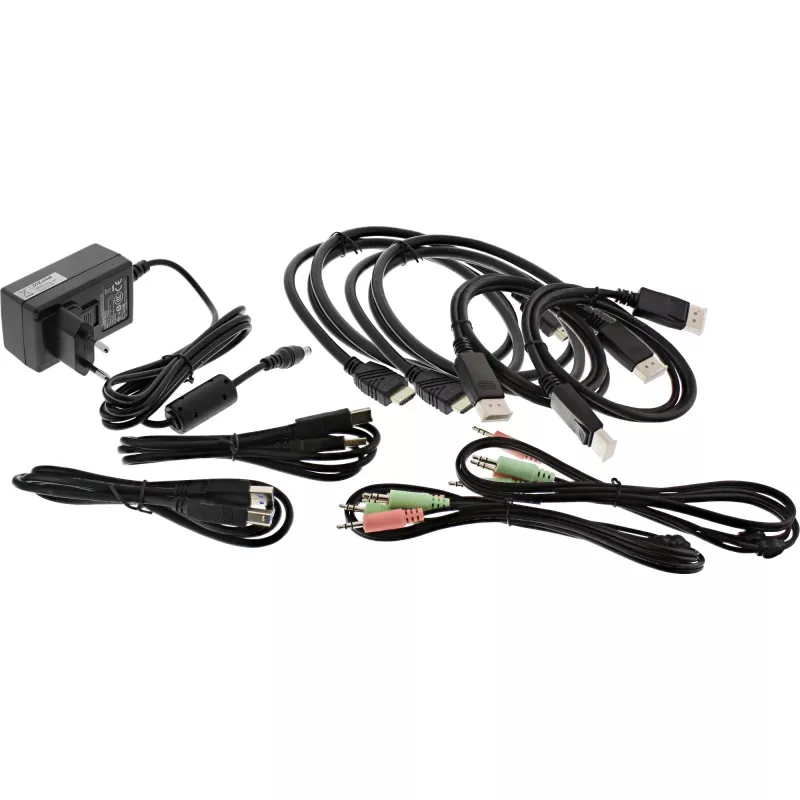 InLine KVM Desktop Switch, 2-portu, divu monitoru, DP+HDMI, 4K, USB 3.0, Audio