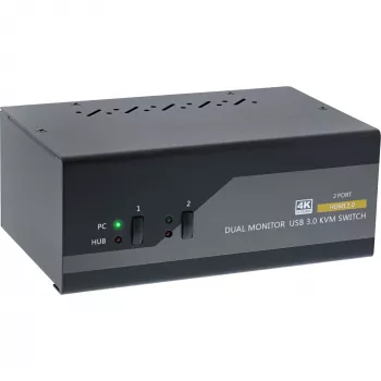 KVM Desktop Switch InLine 62652I 2-portu divu monitoru HDMI 4K USB 3.0 Audio