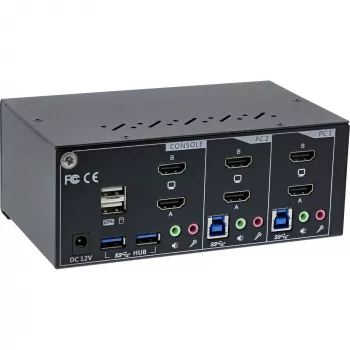 KVM Desktop Switch InLine 62652I 2-portu divu monitoru HDMI 4K USB 3.0 Audio
