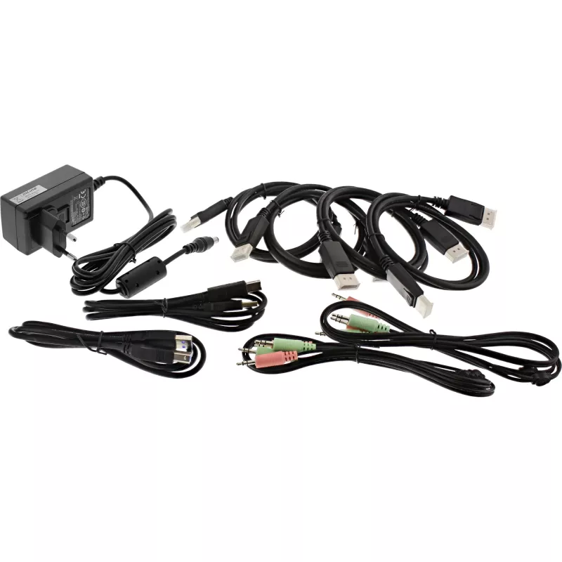 InLine KVM darbvirsmas slēdzis, 2 porti, divu monitoru DP 1.2, 4K, USB 3.0, Audio