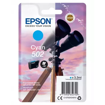 Epson vienpakas ciāna 502 tinte, standarta iznākums, ciāna, 3,3 ml, 1 gab., 165 lapas