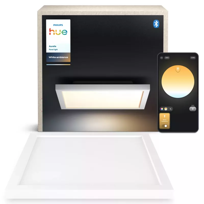 Philips Aurelle Square Panel Light, viedais griestu lukturis, Bluetooth/Zigbee, balts, LED, alumīnijs, maināms