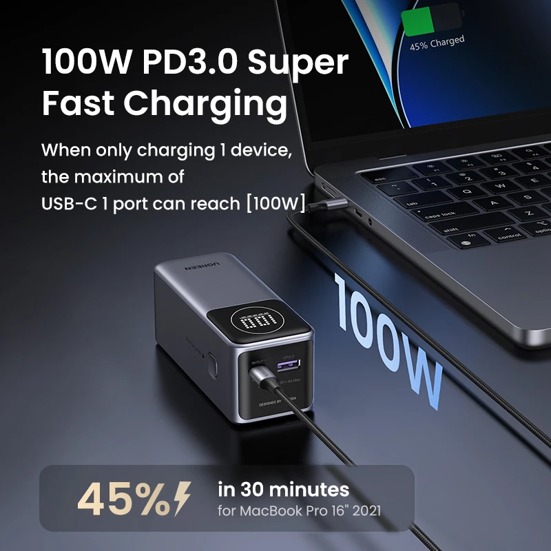 Pārnēsājams ārējais akumulators Ugreen 12000mAh 100W ātrā uzlāde