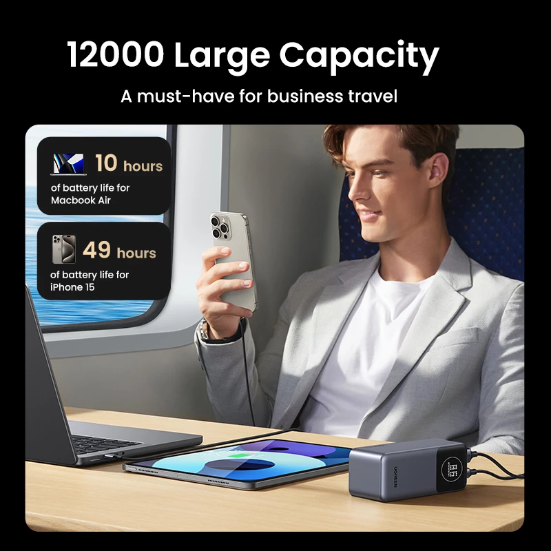 Pārnēsājams ārējais akumulators Ugreen 12000mAh 100W ātrā uzlāde