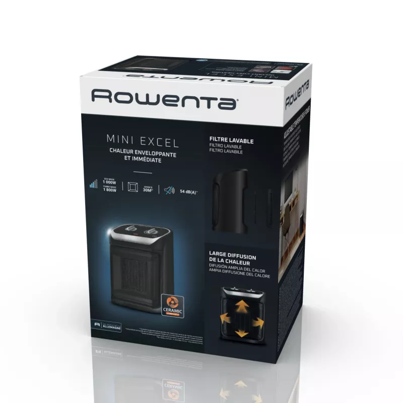 Rowenta Mini Excel SO9261 iekštelpu melns 1800 W ventilatora elektriskais telpu sildītājs