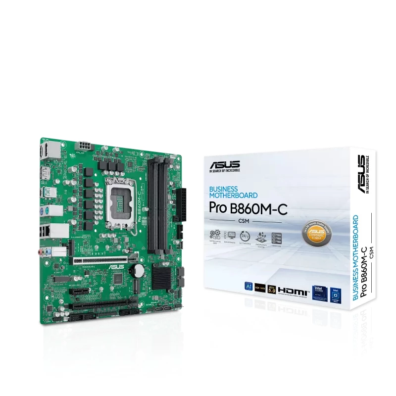 Mātesplate ASUS PRO B860M-C-CSM — Intel B860, LGA 1851 (Socket V1), Micro ATX, 4× DIMM DDR5, 256 GB max