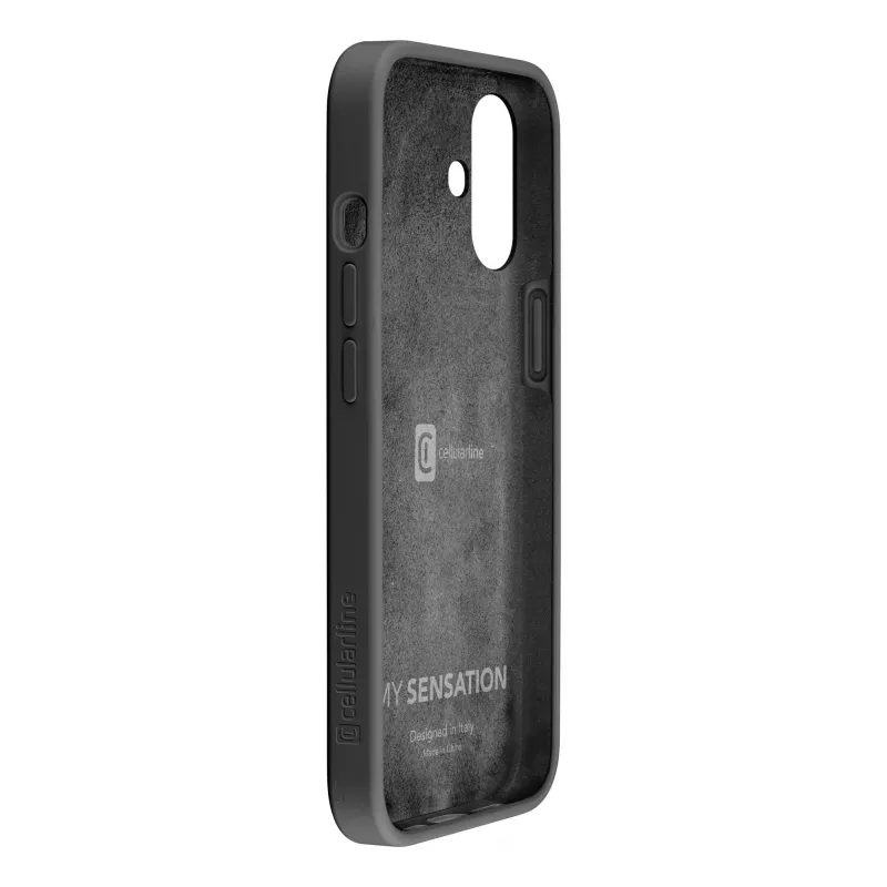 Cellularline Sensation - iPhone 16 Soft-touch silikona maciņš, Vāciņš, Apple, iPhone 16, 15,5 cm (6,1 collas), Melns