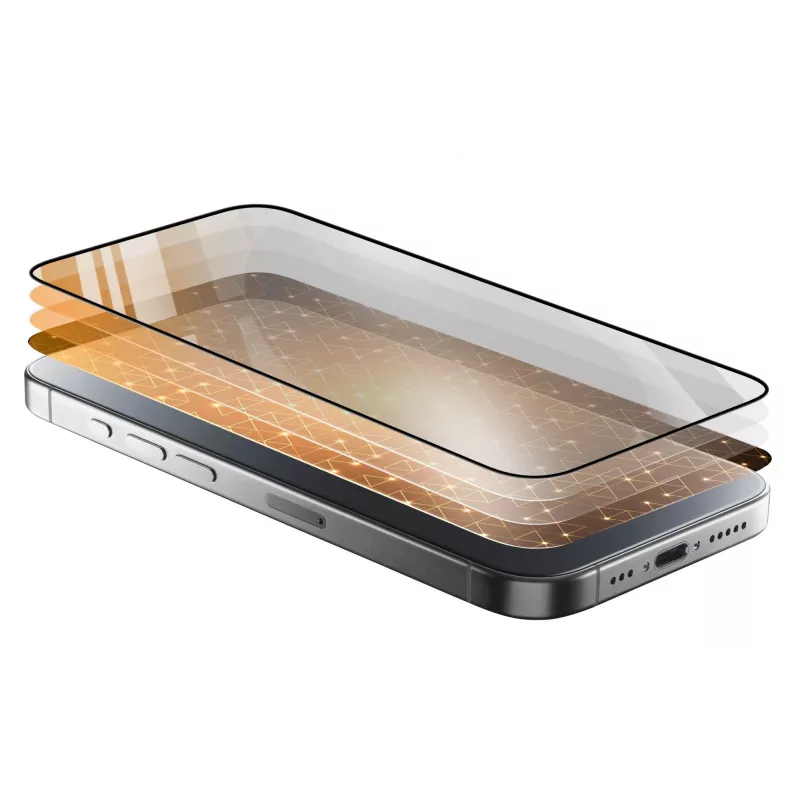 Cellularline Fortified Xtreme Glass - iPhone 16 īpaši aizsargājošs rūdītais stikls ar pastiprinātām malām, viegli uzklājams un īpaši izturīgs