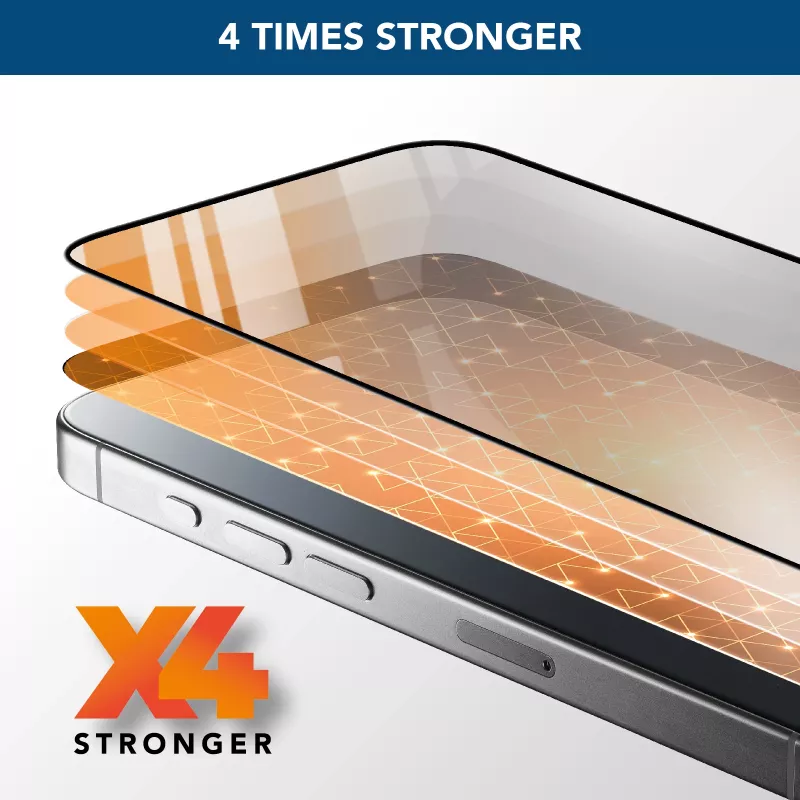 Cellularline Fortified Xtreme Glass - iPhone 16 īpaši aizsargājošs rūdītais stikls ar pastiprinātām malām, viegli uzklājams un īpaši izturīgs