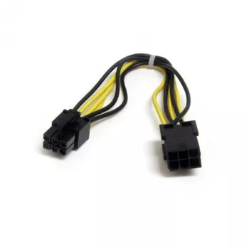 StarTech.com 8 collu 6 kontaktu PCI Express barošanas pagarinātāja kabelis, PCI-E (6 kontaktu), PCI-E (6 kontaktu), 0,15 m, vīrišķais, sievišķais, melns, dzeltens