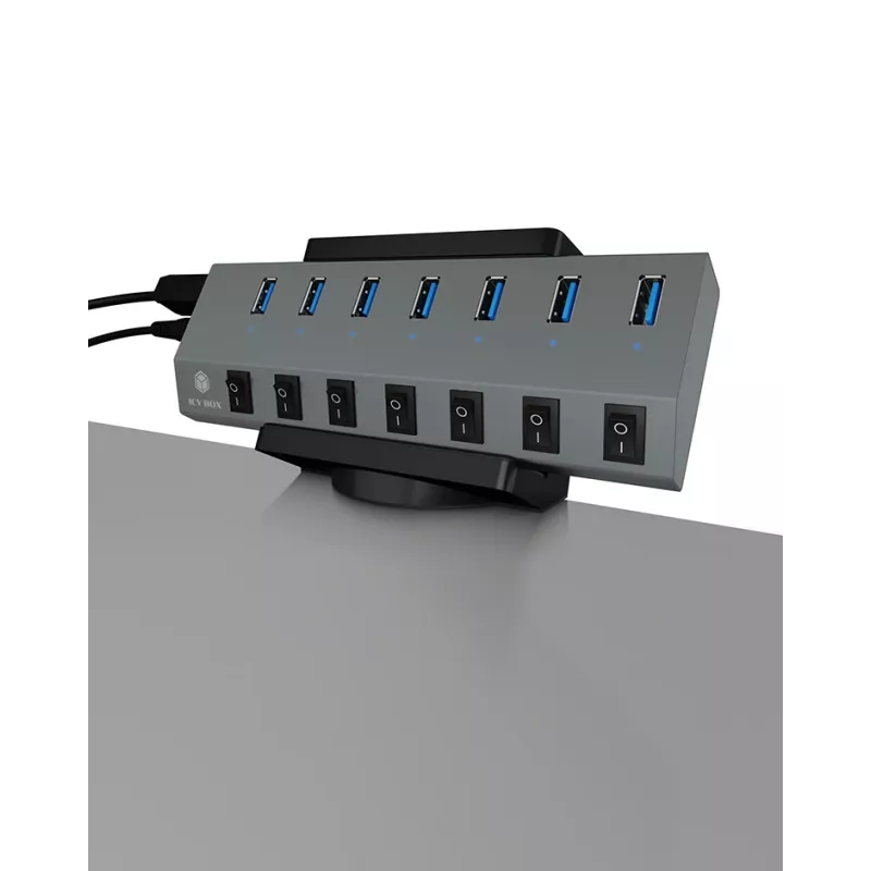 ICY BOX IB-MSA106-HH Pasīvais turētājs USB centrmezgls Melns
