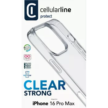 Cellularline Clear Protect - iPhone 16 Pro Max cietais futrālis ar gumijas malām