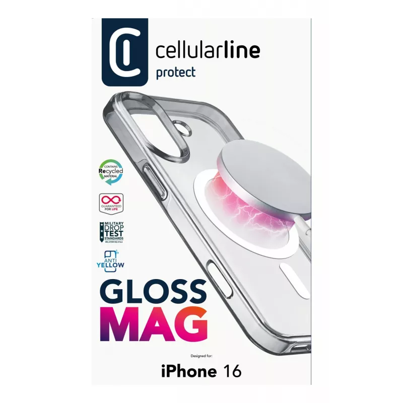 Cellularline Gloss Mag - iPhone 16 magnētiskais maciņš uzlādei un pievienošanai MagSafe lādētājam