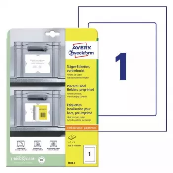 Avery Placard Label Holders A4 gaiši pelēki 22x16cm 5 uzlīmju turētāji