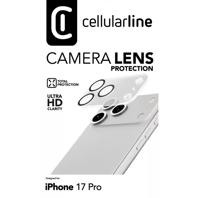 Cellularline kameras objektīva aizsargs - iPhone 17 Pro aizsardzība kamerai