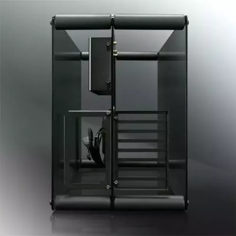 RAIJINTEK Paean galddatora korpuss — melns caurspīdīgs, ATX/Micro-ATX/Mini-ITX, 4x USB 3.2 Gen1, 3x3.5 collu + 3x2.5 collu nodalījumi