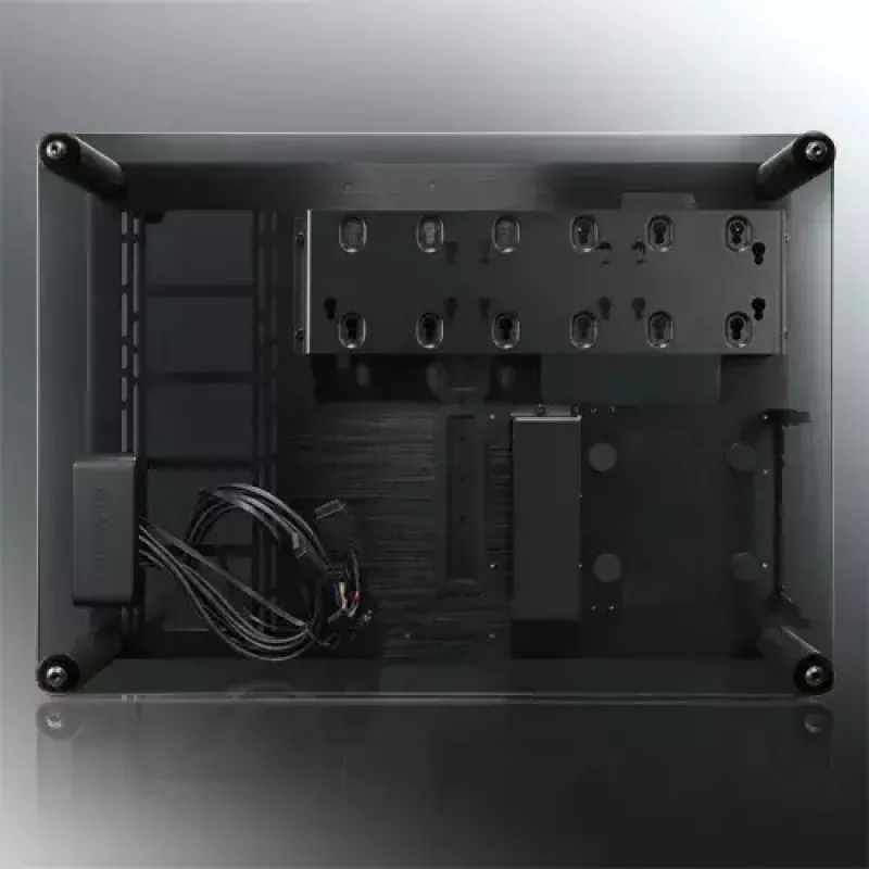 RAIJINTEK Paean galddatora korpuss — melns caurspīdīgs, ATX/Micro-ATX/Mini-ITX, 4x USB 3.2 Gen1, 3x3.5 collu + 3x2.5 collu nodalījumi
