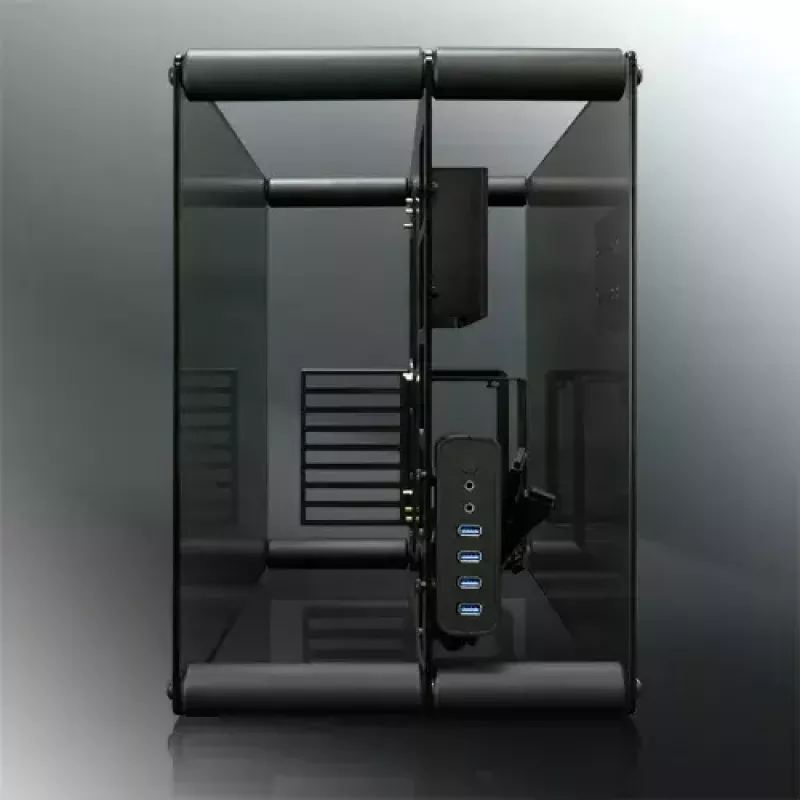 RAIJINTEK Paean galddatora korpuss — melns caurspīdīgs, ATX/Micro-ATX/Mini-ITX, 4x USB 3.2 Gen1, 3x3.5 collu + 3x2.5 collu nodalījumi